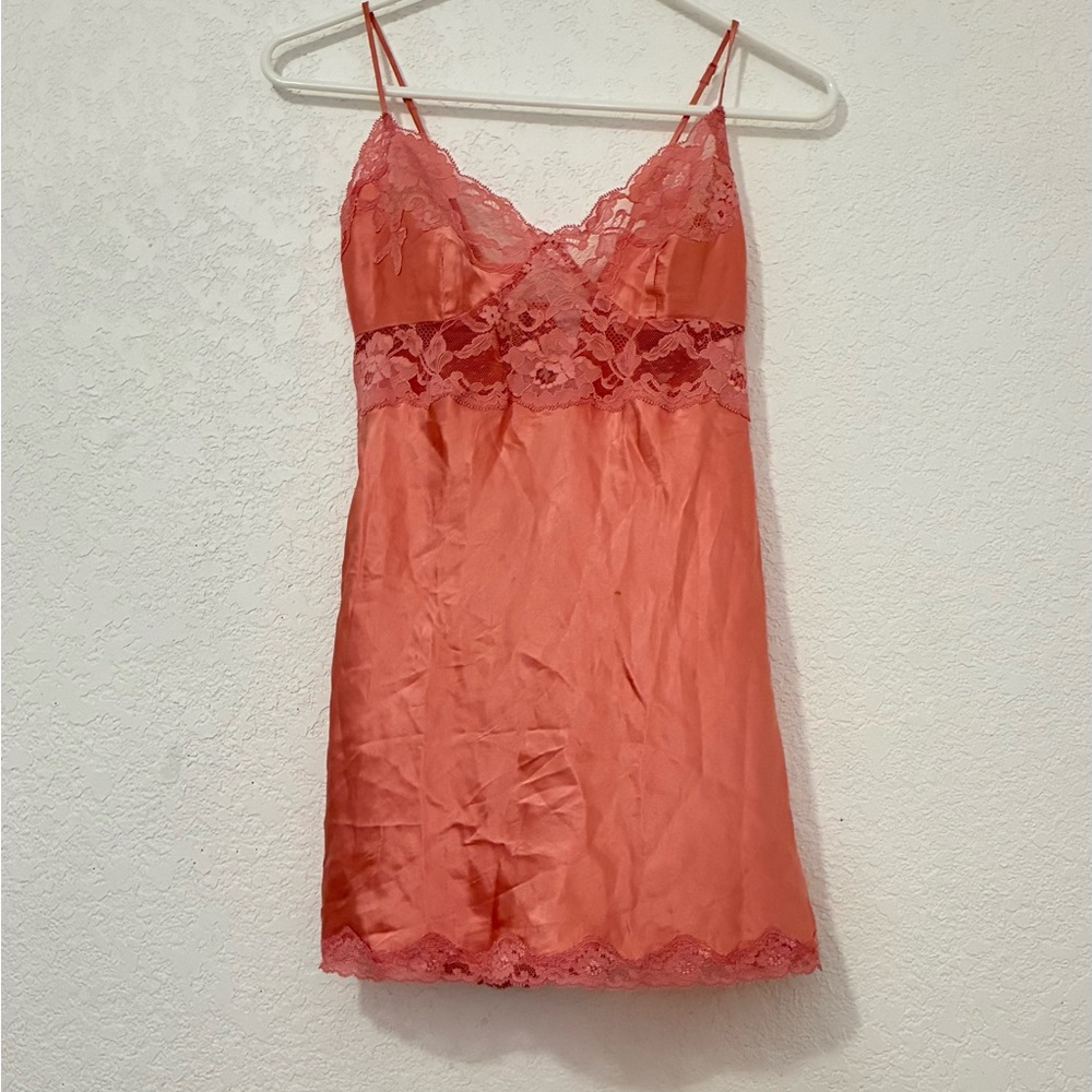 Victoria's Secret Pink Lace Slip Dress / 2001 100% Silk Y2K Dress